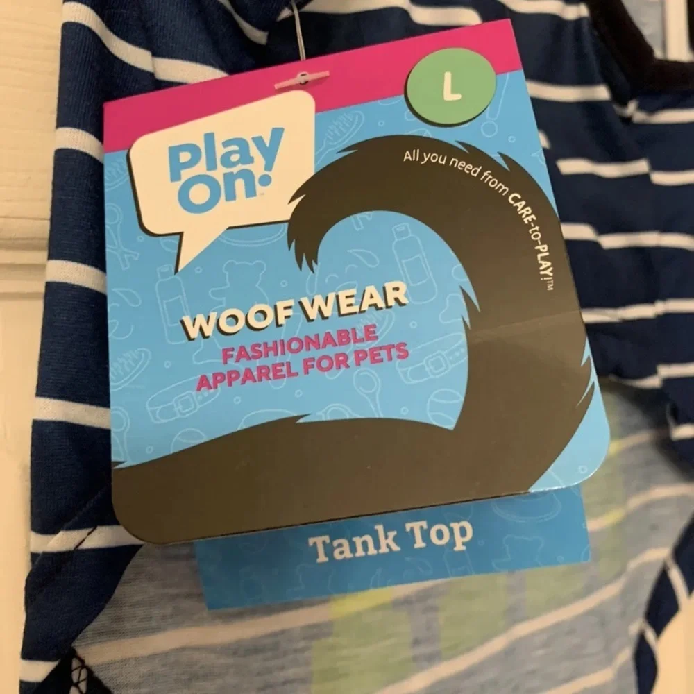 NWT Dog Pet Shirt-Large “Heck Yeah” Fun Summer Stripe Blue Green